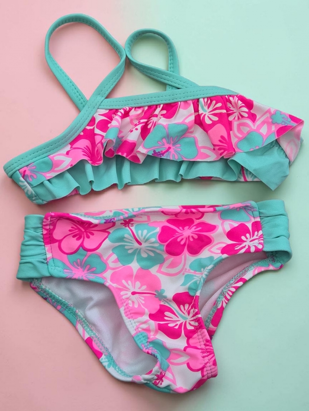 *1237 OP tropical hibiscus print Girls 12 months